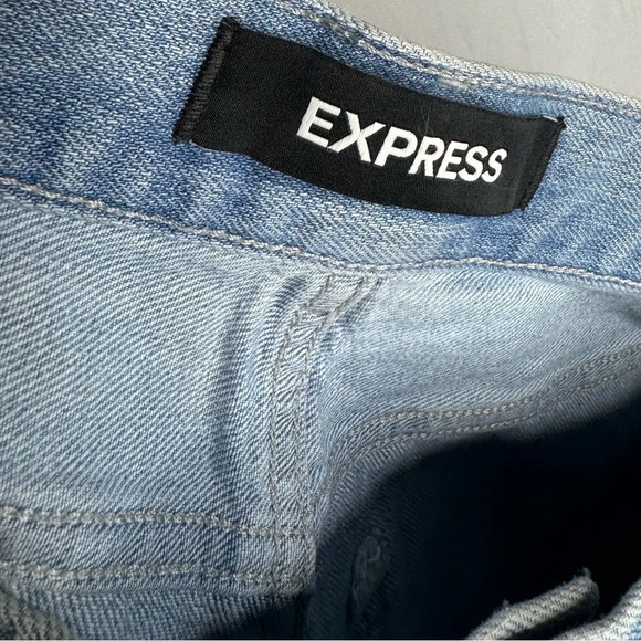 Express | Straight Super High Rise Size 8 Distressed Crop Denim Jeans Size 8 - Picture 6 of 7
